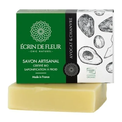 Abbildung von ÉCRIN DE FLEUR Zertifizierte Bio Avocadoseife pflegende Jojoba &amp; Avocado Öl Seife mit Noten von Rosmarin, Zeder und Teebaum in Frankreich handgemacht Ohne Palmöl SLS,1x90g