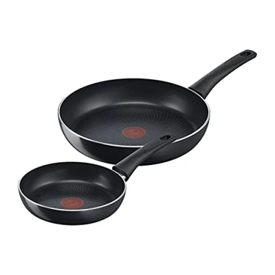 Abbildung von Tefal C27890 Generous Cook 2 teiliges Pfannenset 20/28 cm sichere Antihaftversiegelung Thermo Signal Temperaturanzeiger tiefe Form induktionsgeeignet Schwarz