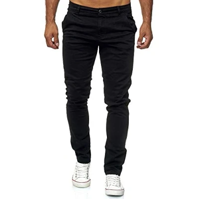 Abbildung von Elara Herren Chino Hose Slim Fit Stretch Chunkyrayan MEL009 Schwarz 32/34