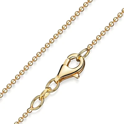 Abbildung von Materia Kugelkette Silber 925 vergoldet 50cm Gold Halskette Damen 1mm K73