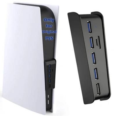 Abbildung von USB Hub für PS5, Megadream 5 Port High Speed Erweiterungs Ladegerät Splitter Adapter mit 4 + 1 Ladeanschluss Typ C Anschluss, Kompatibel Playstation Dualsence Spielekonsole