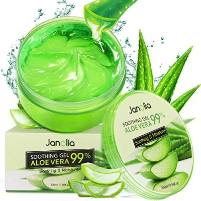 Abbildung von Janolia Aloe Vera Gel, 300ml Gesicht Natürlich Extrakt, Beruhigend und feuchtigkeitsspendend, Sonnenschutz Selbstbräuner, für Gesicht, Körper, Sonnenbrand