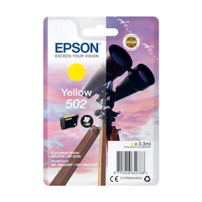 Abbildung von Epson Original 502 Tinte Fernglas Singlepack gelb Standard, XP 5100 5105 5150 5155 WF 2860DWF 2865DWF 2880DWF 2885DWF, ReadyPrint Flex Tintentarife