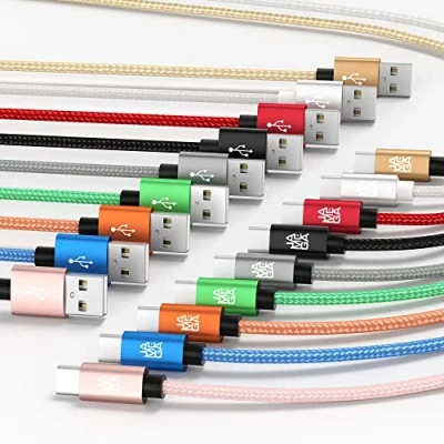 Abbildung von JAMEGA 1m USB Typ C Kabel RoseGold 3A Nylon geflochten Ladekabel &amp; Datenkabel Fast Charge Snyc schnellladekabel kompatibel mit Samsung Galaxy S10/S9/S8+, Huawei P30/P20, uvm.