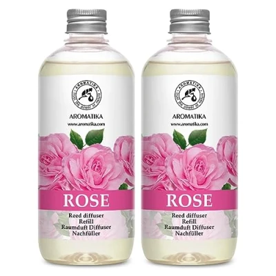 Abbildung von Raumduft Nachfüllflasche Rose 2x500ml Nachfüller Set für Duftdiffusor Aromatherapie Duft Diffuser Raumbeduftung Lufterfrischer SPA Heim Büro Fitnessclub Reed Refill
