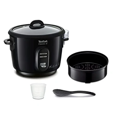 Abbildung von Tefal RK102811 Reiskocher Classic Elektrisch Automatische Programme Warmhaltefunktion 3L Fassungsvermögen Dampfgarfunktion schwarz metallic
