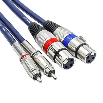 Abbildung von Tisino Doppelte XLR Buchse auf Cinch Kabel, Hochleistungskabel, 2 Buchsen Stecker, HiFi Stereo Audioverbindung, Mikrofonkabel, Drahtkabel 1,5M