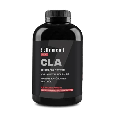 Abbildung von CLA Kapseln, 1000 mg CLA, 200 Softgels Konjugierter Linolsäure aus 100% reinem Safloröl für Männer und Frauen geeignet Sport, Fitness, Training Conjugated Linoleic Acid Zenement