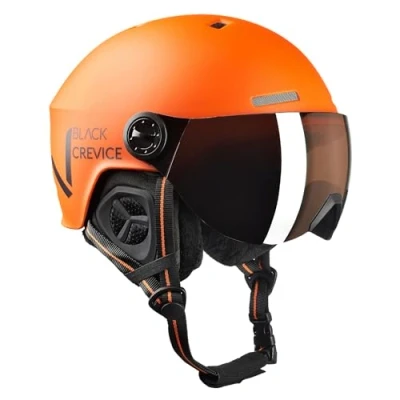 Abbildung von Black Crevice Skihelm SÖLDEN mit Visier, orange matt/schwarz, S (51 54)