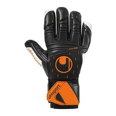 Abbildung von uhlsport Speed Contact Supersoft HN Halb negativ Torwarthandschuhe Fußball schwarz/weiß/Fluo orange Größe 11