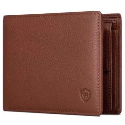 Abbildung von VON HEESEN Leder Geldbörse Herren mit RFID Schutz I Echtleder Geldbeutel für Männer Münzbörse Portemonnaie Brieftasche Wallet Portmonee (Cognac Braun)
