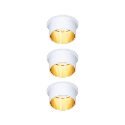 Abbildung von Paulmann 93381 LED Einbauleuchte Gil 3 Step Dim rund incl. 3x6 Watt dimmbar Weiß matt, Gold Einbaustrahler Aluminium Spot 2700 K Coin