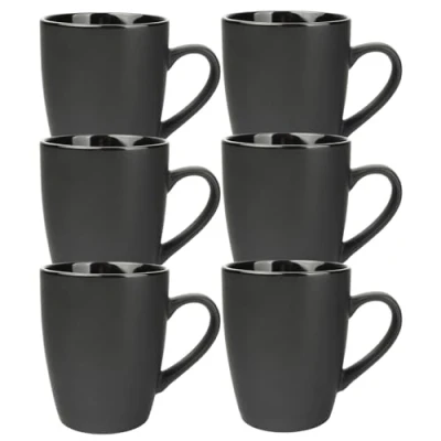 Abbildung von Schramm® 6 Stück Kaffeetassen Set schwarz aus Porzellan 340 ml Kaffeebecherset Kaffeebecher Keramik mit Henkel