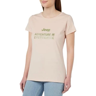 Abbildung von JEEP O102925 P558 J Damen T Shirt Adventure is Everywhere Großer Aufdruck Holzring J23W Powder Rose S