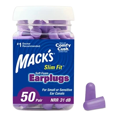 Abbildung von Mack&#039;s Slim Fit Ohrstöpsel mit schmaler Passform, Violett, 50 Paar, Count (Pack of 1)