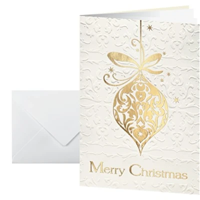 Abbildung von SIGEL DS049 Premium Weihnachtskarten Set mit Umschlag DIN A6 10 Stück Gold /Blindprägung &quot;Golden Fantasy&quot; ideal zum Bedrucken