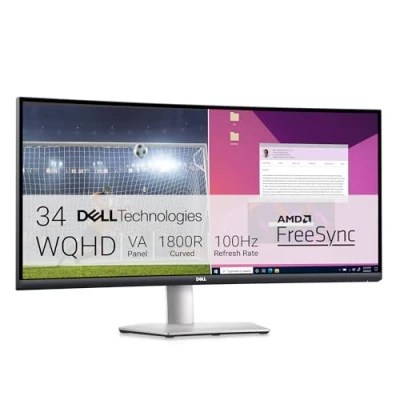 Abbildung von Dell S3423DWC USB C 34 Zoll WQHD (3440x1440) 21:9 1800R Curved Monitor, 100Hz, VA, 4ms, AMD FreeSync, 99% sRGB, Eingebaute Lautsprecher, C, 2x HDMI, 3x USB, 3 Jahre Garantie