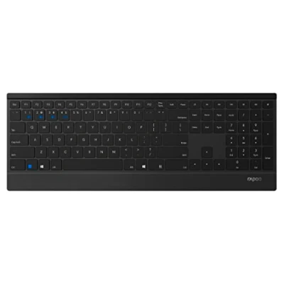 Abbildung von Rapoo E9500M kabellose Tastatur wireless Keyboard flaches Aluminium Design 12 Monate Batterielaufzeit DE Layout QWERTZ PC &amp; Mac schwarz