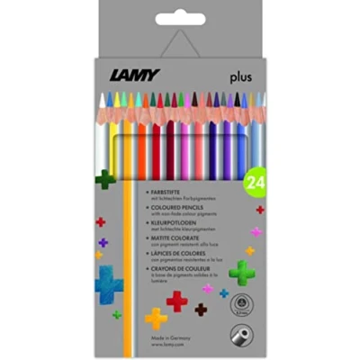 Abbildung von LAMY plus Farbstifte 530 24er Set: Faltschachtel mit 24 Farbstiften aus hochwertigem Zedernholz ergonomischer Dreieckform und hoher Farbbrillanz Dicke Mine Ø 4 mm