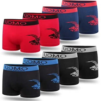 Abbildung von L&amp;K 8er Pack Jungen Boxershorts ab 7 Jahre alt Retroshorts Herren Mikrofaser bequem ohne störende Seitennähte Adler 1209 2XL/3XL