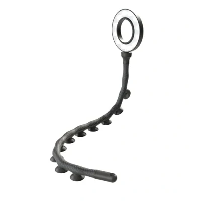 Abbildung von DigiPower Twist 3&quot; Flexibles Ringlicht mit 10 Saugnäpfen für optimalen Halt am PC, Laptop, Tablet und Spiegel, schwarz