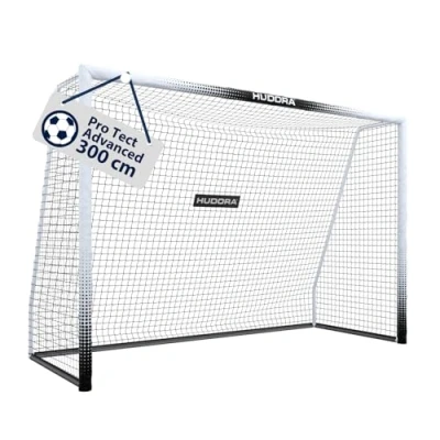 Abbildung von HUDORA Fußballtor Pro Tect 300 Advanced Outdoor mit Netz und wetterfester Ummantelung für Kinder/Erwachsene Einfacher Aufbau im Garten Torwand Reiß Klettverschlüssen white