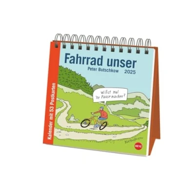 Abbildung von Peter Butschkow: Fahrrad unser Premium Postkartenkalender 2025: Kleiner Kalender zum Aufstellen mit wöchentlichem Cartoon als Postkarte Sammeln und Verschicken. (Postkartenkalender Heye)