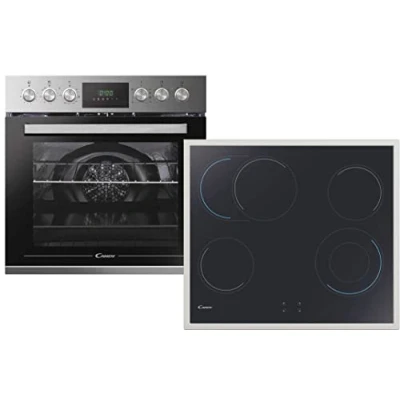 Abbildung von Candy Herdset ORANGELine PCHT14CXCUTCEF / Heißluft Backofen (Einbau, Nische 60 cm) &amp; Hi Light Kochfeld (Breite 8 Programme Display 4 Kochzonen Edelstahl