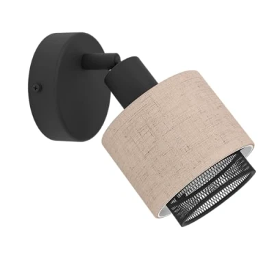 Abbildung von Wandstrahler Rosley, Breite 9 cm, schwarz/natur, Leinen