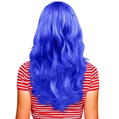 Abbildung von Hatstar Sexy Damen Langhaar Perücke Frauen Wig lockig gewellt Accessoire für Fasching, Karneval und Motto Party (blau)