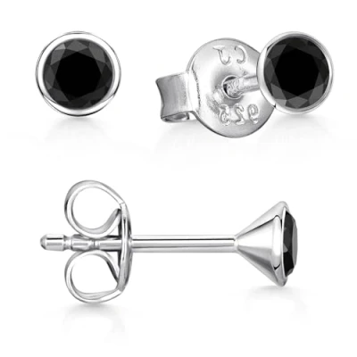 Abbildung von Materia Zirkonia Ohrringe Silber 925 schwarz 4mm Stecker SO 437