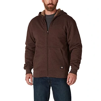 Abbildung von Dickies Herren Sherpa gefütterter Fleece Hoodie mit Reißverschluss Jacke, Chocolate Heather, M