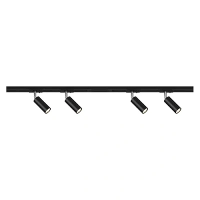 Abbildung von Schienensystem RAIL 230 V, schwarz, 4 LED Spots, Länge 1,5 m