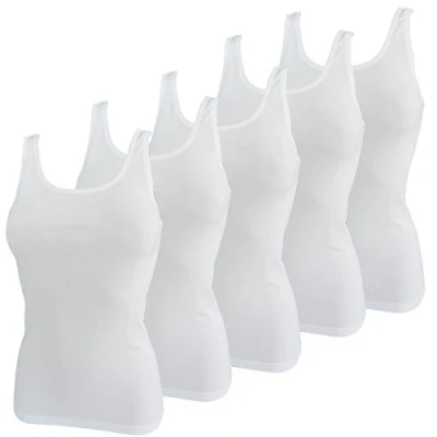 Abbildung von HERMKO 1310 5er Pack Damen Unterhemd aus 100% Bio Baumwolle bis Größe 68/70, Farbe:weiß, Größe:36/38 (S)