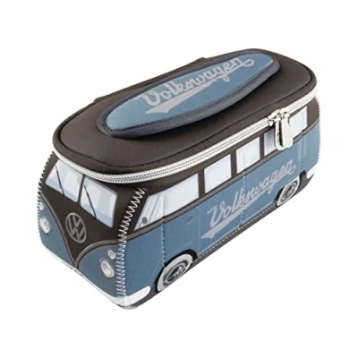 Abbildung von BRISA VW Collection Volkswagen Neopren Universal Schmink Kosmetik Kultur Reise Apotheke Tasche Mäppchen Beutel T1 Bulli Bus (Petrol &amp; Braun/Klein)
