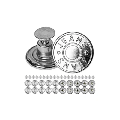 Abbildung von Hosen Ersatz Knöpfe zum Vernieten, Ø 17 mm Messing Jeansknöpfe, 20 Pack, Silber farben, Jeans mit Nieten, Knopf Einschlagen, Metall Hosenknopf, Hose weiter machen, Hosenknöpfe