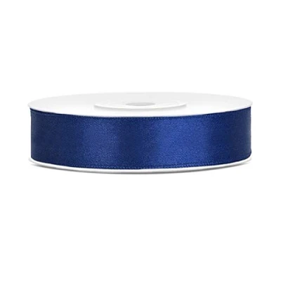 Abbildung von Satinband Polyester Schleifenband Seidenband Geschenkband 6/12/25/38/50/100 mm x 25 m (Größe 12mm 25m Farbe Marineblau)