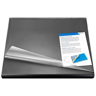 Abbildung von Läufer 44626 Durella Flexoplan Schreibtischunterlage mit Kantenschutz und transparenter Auflage, 52 x 65 cm, rutschfeste Schreibunterlage, schwarz