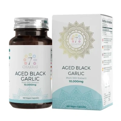Abbildung von 7C Schwarzer Knoblauch Kapseln 180 hochdosierte Black Garlic, geruchlos 10.000 mg Extrakt pro Kapsel Gentechnik , gluten und allergenfrei Hergestellt in Großbritannien