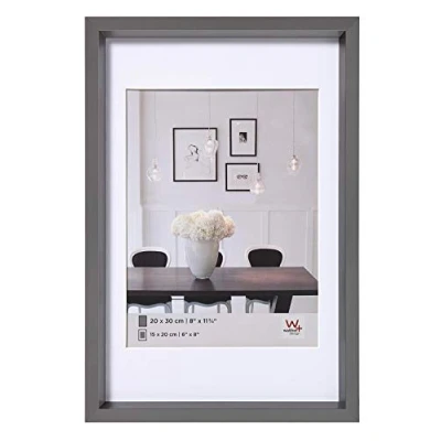 Abbildung von walther design Bilderrahmen stahl 20 x 30 cm mit Passepartout, Steel Style Kunststoffrahmen ES030D