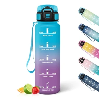 Abbildung von HoneyHolly Trinkflasche, 500ML Trinkflasche Kinder, Dicht Wasserflasche, Wiederverwendbar Mit Zeitskala, Sport für Laufen, Radfahren, Arbeiten, Schule, Fitnessstudio