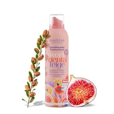 Abbildung von Jean &amp; Len Verwöhnender Traumschaum Arganöl Feige, Gel to Mousse Technologie, mit Vitamin E und pflanzlichem Glycerin, Duschschaum, ohne Parabene Silikone, 200 ml