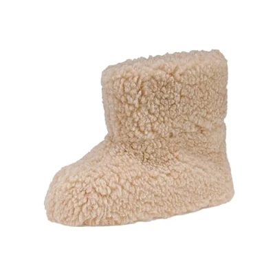 Abbildung von APREGGIO Hausschuhe für Herren und Damen Äußerst Bequeme &amp; Weiche Wollhausschuhe aus 100% Wolle Warme Hüttenschuhe den Winter Hohes Modell Robuster Ledersohle Beige 39 40