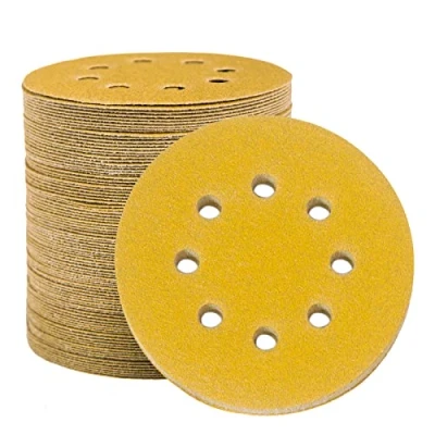 Abbildung von STEBRUAM 100 Stück Schleifpapier 125mm Klett 80 Körnung, Profi Gold Rund 8 Loch Schleifscheiben für Exzenterschleifer,Für Holz Metall und Farbe