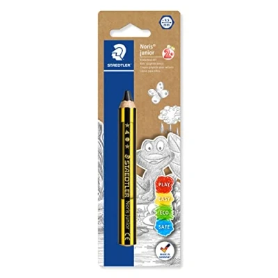 Abbildung von STAEDTLER Kinder Bleistift Noris junior 141, perfekt für kleine Kinderhände, extra bruchsicher, dermatologisch getestet, Härtegrad 2B, Qualität Made in Germany, 141 2B BK