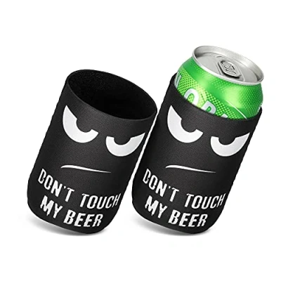 Abbildung von kwmobile 2x 330ml / 355ml Dose Dosenkühler für Bierdosen und andere Getränkedosen 6,5 x 10 cm Don&#039;t touch my beer Weiß Schwarz