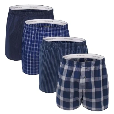 Abbildung von Fruit of the Loom Herren Premium Tag freie Baumwolle Unterwäsche (Regular &amp; Big Man) Boxershorts, Blues, S (4er Pack)