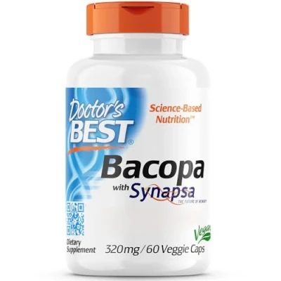 Abbildung von Doctor&#039;s Best, Bacopa mit Synapsa, Monnieri Extrakt, 320mg, 60 vegane Kapseln, Laborgeprüft, Glutenfrei, Sojafrei, Vegetarisch, Ohne Gentechnik