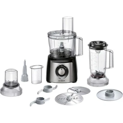 Abbildung von Bosch MCM3501M Küchenmaschine MultiTalent 3, 800 Watt, schwarz/Edelstahl