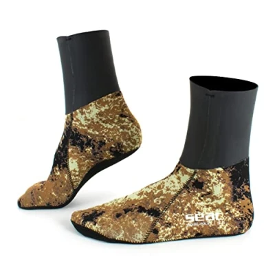 Abbildung von Seac Seal Skin, Camouflage 3 mm Neopren Socken, wärmende Socken für Freediving und Speerfischen